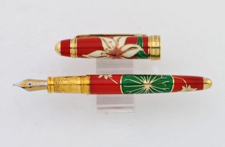 DAVID OSCARSON RED LILIES LIMITED EDITION 1/8 FOUNTAIN PEN 18K GOLD MEDIUM NIB