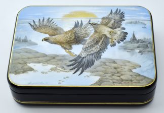 PHOENIX LACQUER ART EAGLES FOUNTAIN PEN IN LARGE HAND PAINTED BOX